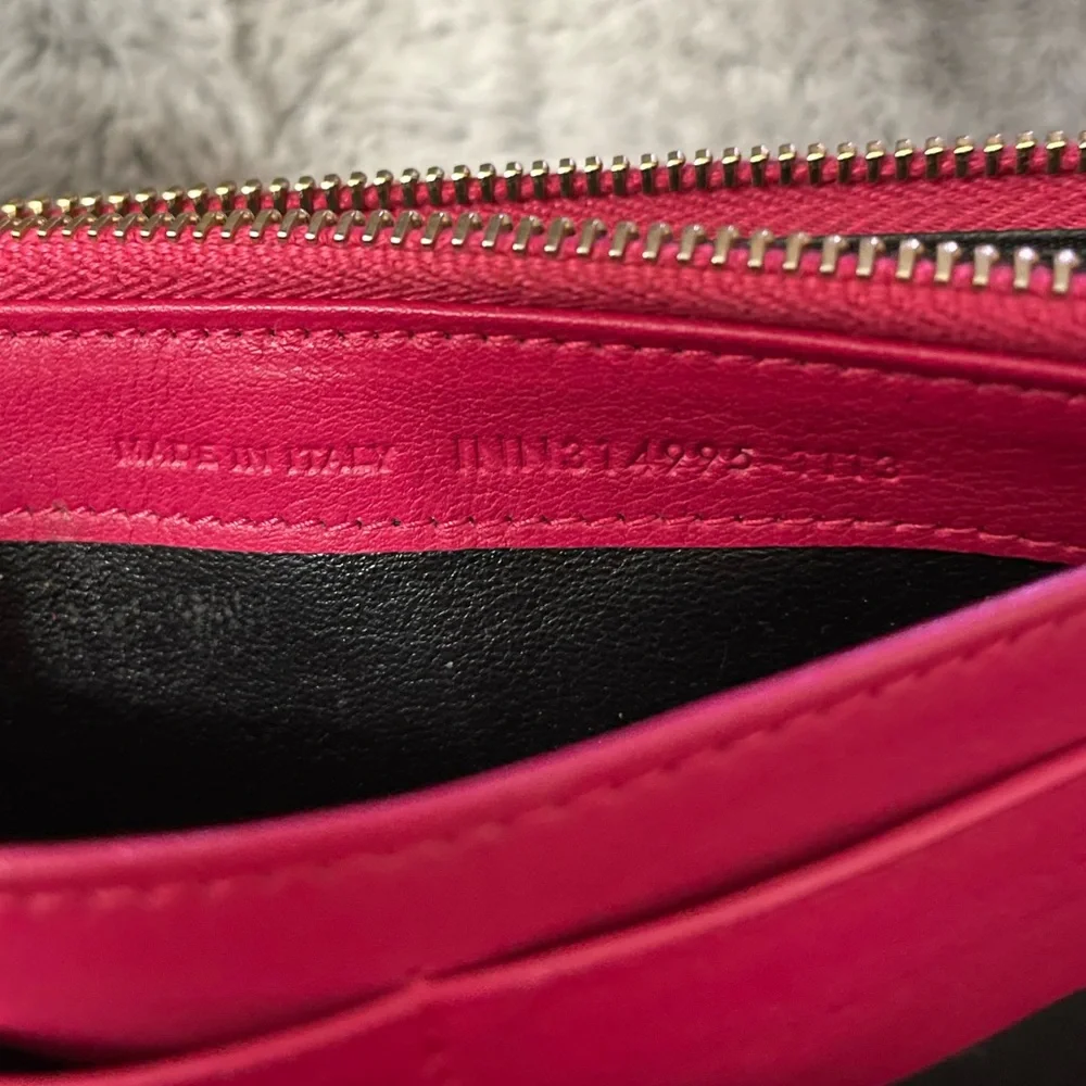 YSL Saint Laurent Paris Calfskin Y Line Flap Wallet Long Leather Pink Fuchsia - Picture 11 of 12